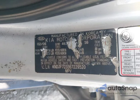 2006 Kia Sportage Ex V6/Lx V6 from USA, damaged, VIN KNDJF723367229520